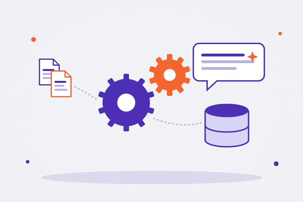 Gears, documents, an AI assistant and a database working together